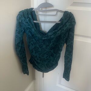 Wild Fable Teal Floral Blouse